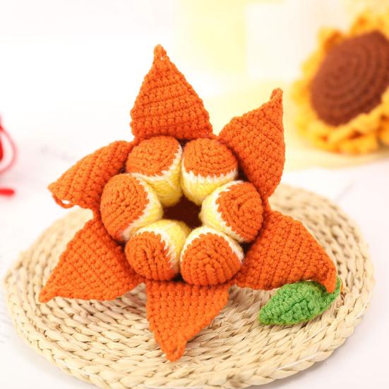 DIY Crochet Peelable Fruit Kit Cute Handmade Knitted Lifelike Orange Fruit Doll with Instruction Yarn Hook for Beginners Handicraft Lovers