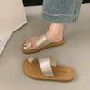 New Thick-soled One-shoulder Sandals of Water Diamond Women's Shoes and Slippers