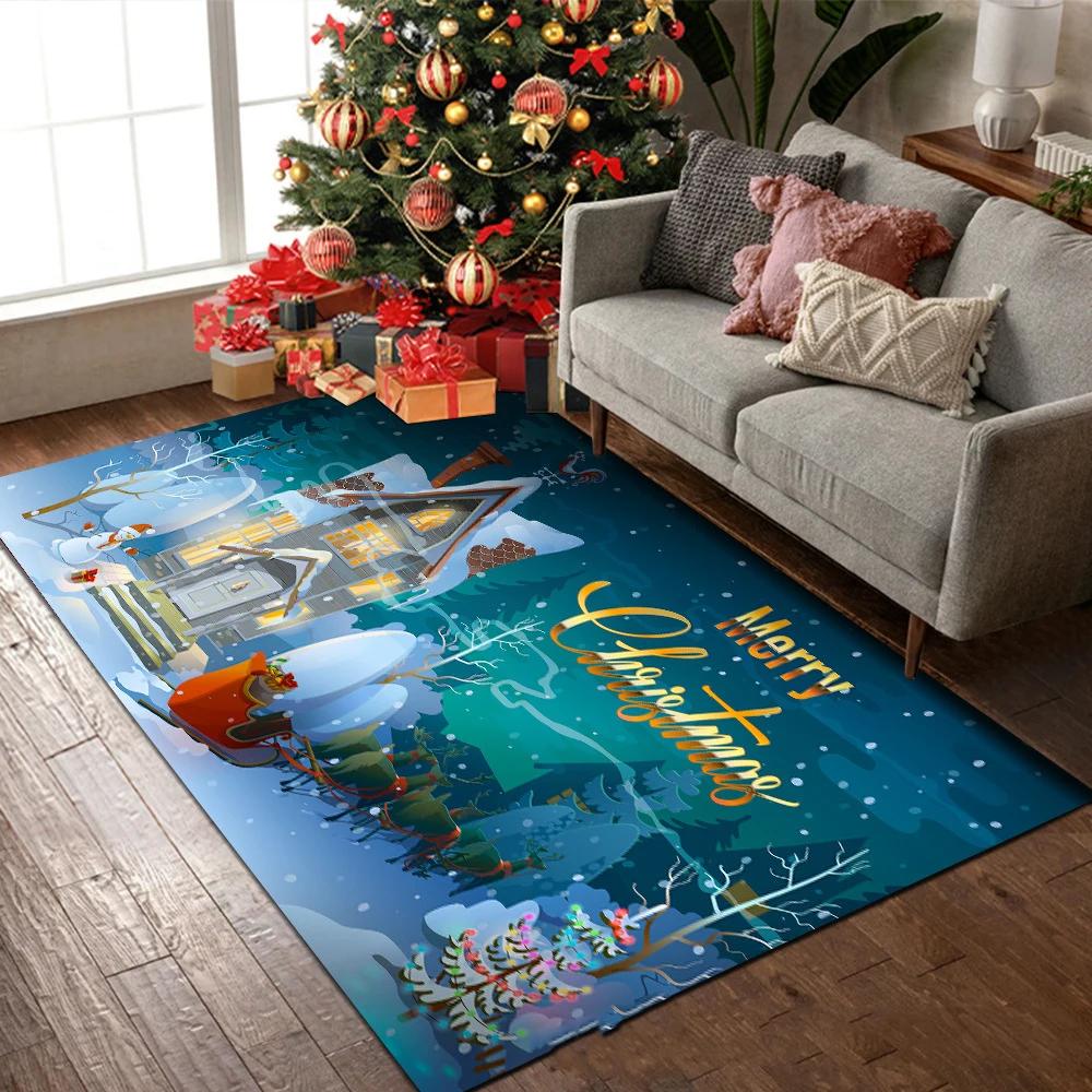 Rote 3D Frohe Weihnachten Dekoration Eingangsteppich Wohnzimmer Couchtisch Decke Weihnachtsmann Schneeflocke Matte Schlafzimmer Teppiche Fußmatten