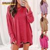 Women's Fashion Casual Solid Color Print Long Sleeve O-Neck  Blouses & Shirts