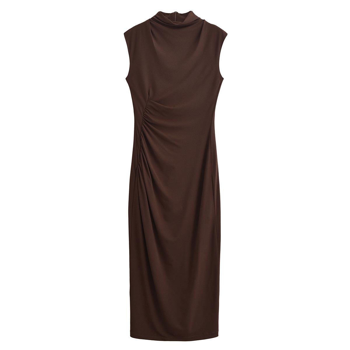 

Женское весеннее платье без рукавов 2025 года, приталенное, европейско-американский стиль, мода M коричневый
