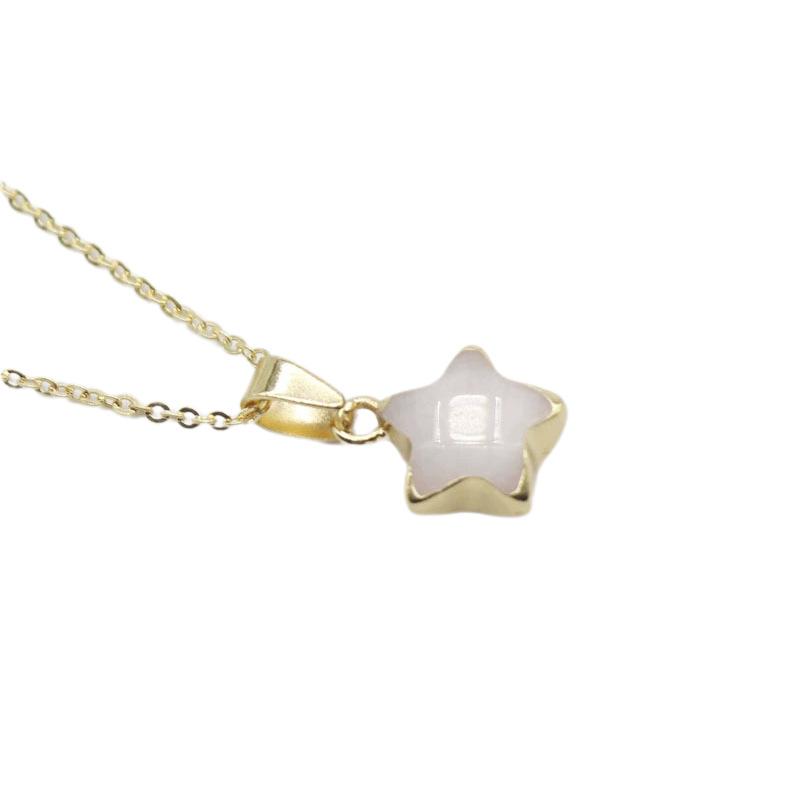 Fashion Gold Plated Stones Star Pendant Necklace Cute New Creativity Stone Charms Necklace Jewelry for Women Gift