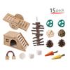 Bite Resistant Hamster Chew Toys Multi Piece Set Interactive Small Animal Toy Set Teeth Grinding Colorful Wooden Pet Toys