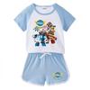 Kids' Color Block Summer Sports Set: Short-Sleeve T-Shirt & Hot Pants.
