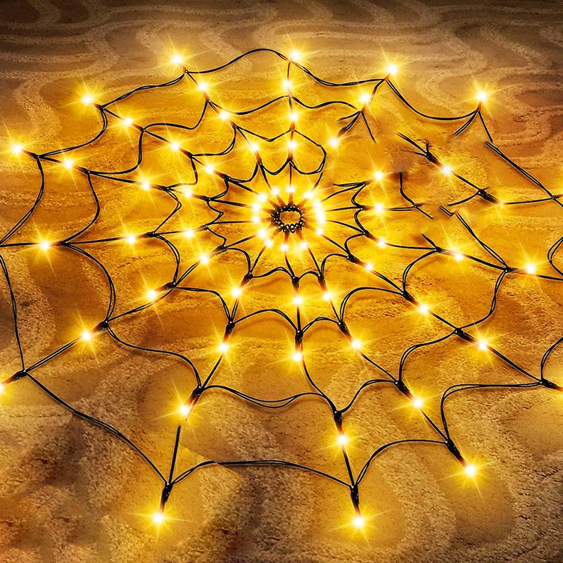 Halloween LED Lichterkette Spinnennetz Geist Festival Atmosphäre Licht für Spukhaus Party Dekoration Bunte Beleuchtung