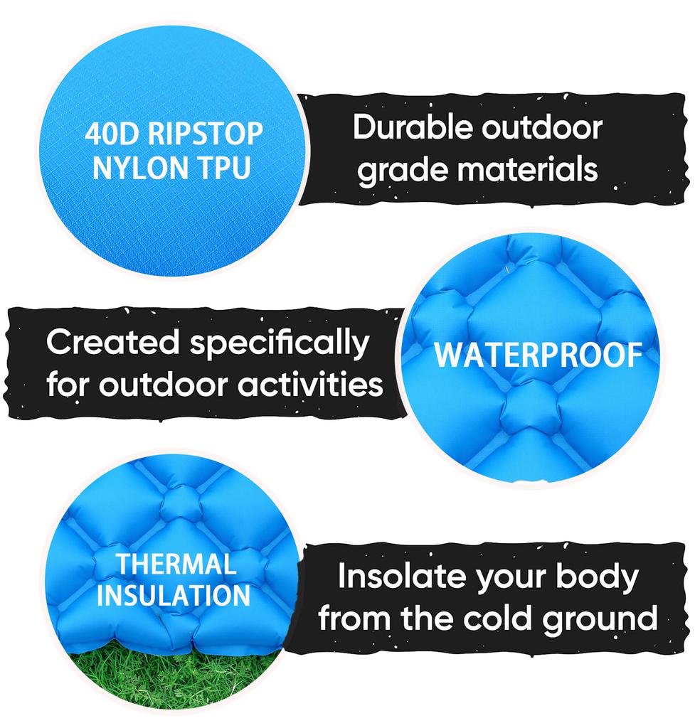 40D Nylon Inflatable Sleeping Pad Self Inflating Camping Mat Waterproof Inflatable Mattress Ultralight Sleeping Pad for Camping