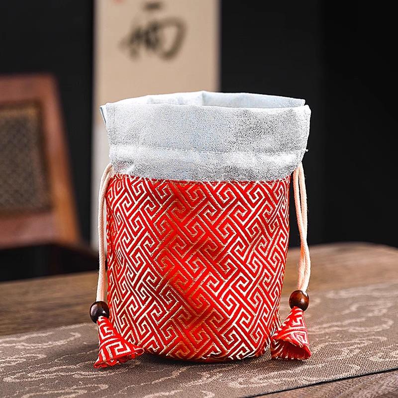 Premium Tea Cup Pouch - Luxury Satin Drawstring Bag for Single Cup Storage - Elegant Handmade Chaxi Tea Accessory Gift