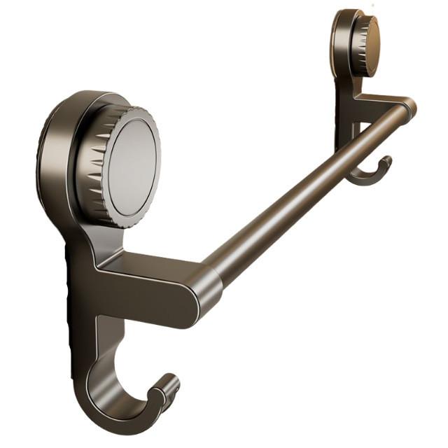 Modern Minimalist Suction Towel Bar With Hooks For Bathroom Storage
