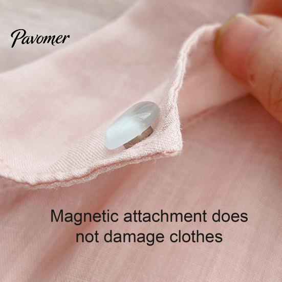 Anti Exposure Neckline Button Cat's Eye Stone Magnetic Button, No Sew Safety Pin for Scarf Shirts Sweater, Round Square Love Heart Decorative
