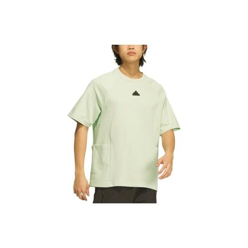 adidas Quick-Dry Striped Sports Casual Short-Sleeve T-Shirt Unisex Linen Green