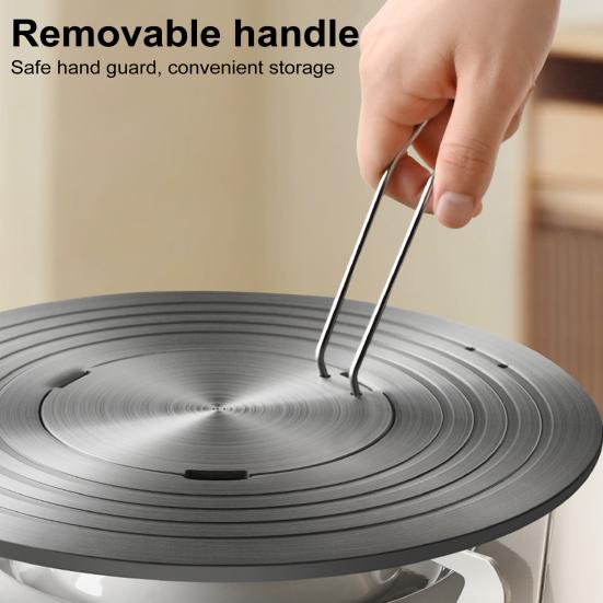 Gas Stove Heat Diffuser with Hanging Handle Removable Heat Transfer Plate for Slow Cooking Stew Pan-Fry Non-Slip Metal Simmer Plate for Even