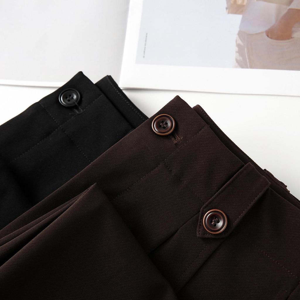 Women's Coffee-Colored High-Waist Straight-Leg Pants: Slimming, Petite Fit, Wide-Leg, Perfect for Spring/Summer 2026.
