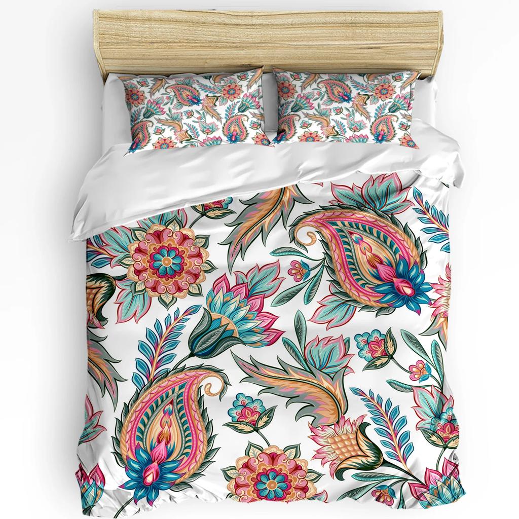 Black White Paisley Flower Duvet Cover Bed Bedding Set Home Textile Quilt Cover Pillowcases Bedroom Double Bedding Set No Sheet