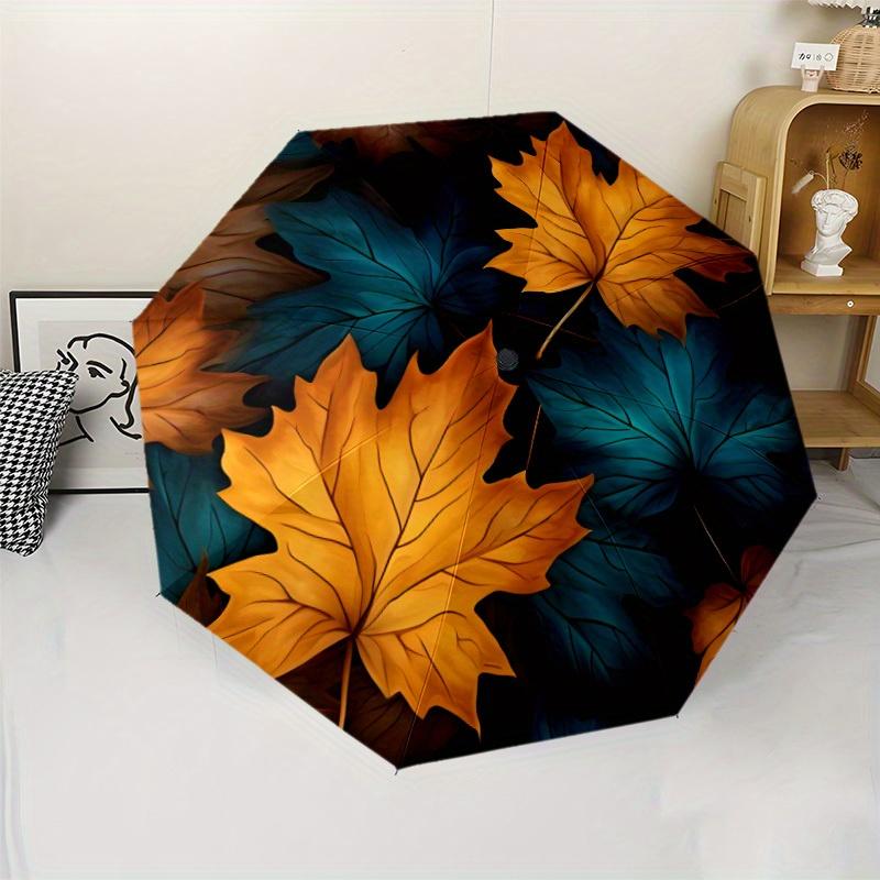 

Maple Leaf B Automatic Opening Folding Umbrella with 8-Rib Iron Frame, Self-Opening Compact Design, All-Season Use, Elegant Te (as the picture,Iron&8K)