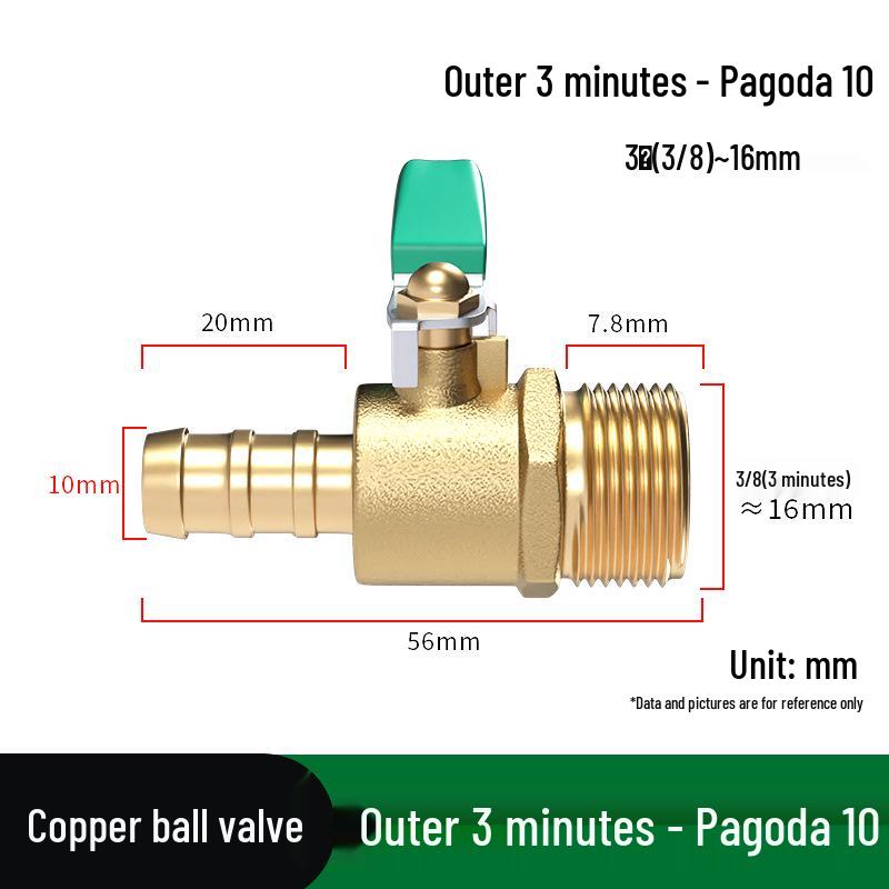 Heavy-Duty 1/2" Brass Ball Valve for Air and Water Pipes, Internal/External Thread