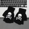 Boys' Halloween decorative warm gloves Fall and Winter split fingers open-fingered knit gloves Fashion skull hand pattern gloves