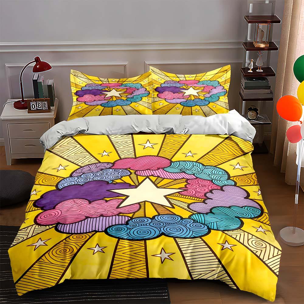 

Colorful, starburst, clouds. Bedding Duvet cover sets Duvet covers Pillowcases gifts (1 * Duvet Cover 2 * Pillowcases, without duvet insert) 135x200cm