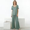 Modal Homewear 2pcs Pajamas Set Short Sleeve Tops and Trousers Solid Color Casual Loose Sleepwear Suit Plus Size Nightwear