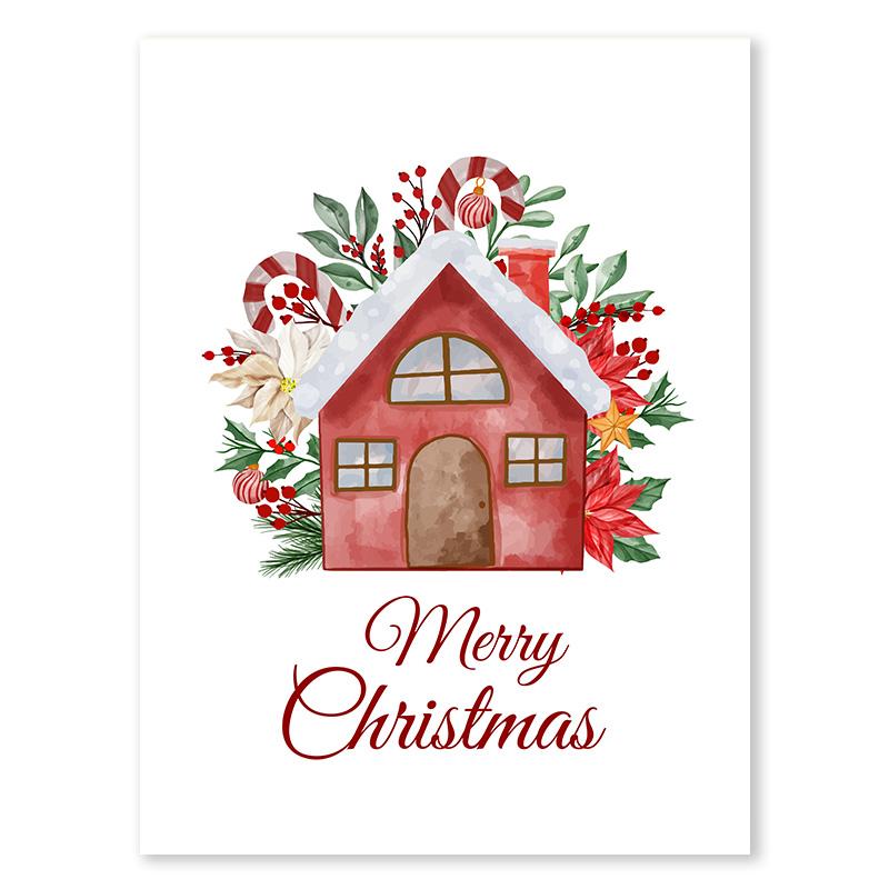 Christmas Cane Candy Decoration Wall Art Stocking Gifts Canvas Painting Jingle Bells Little House Poster Living Room Decoration