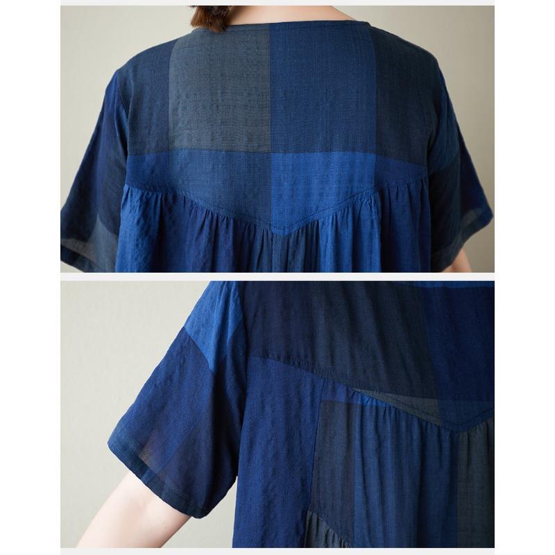 DIMANAF 2025 Summer Women Vintage Linen Plus Size Long Dress Short Sleeve Casual O-Neck Basic Loose Dress