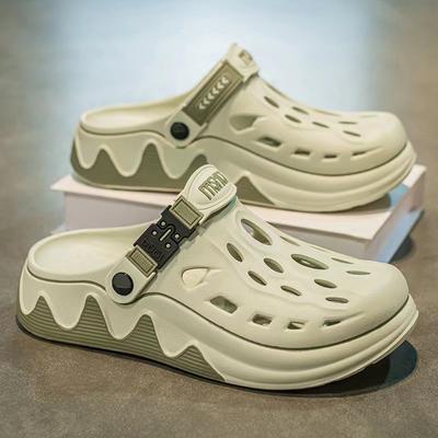 Herren-Zweck-Clogs mit dicker Sohle, rutschfeste, atmungsaktive Strand-Slipper, verstellbare Gartenschuhe