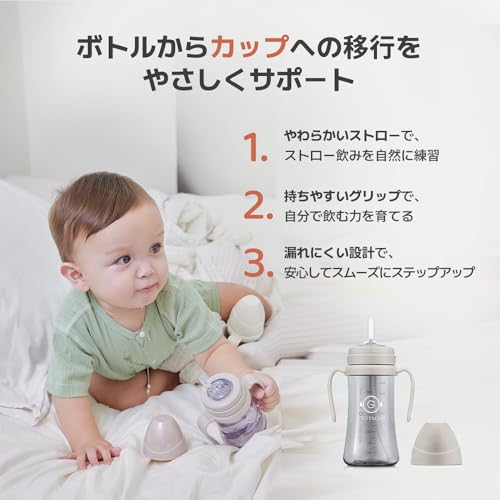 GROSMIMI Straw Mug, PPSU, One-Touch Stage 2 Straw, Rotating Handle, Leak-Proof, Popular Design, 300ml, BPA-Free, Unicorn [Authentic GROSMIMI Product]