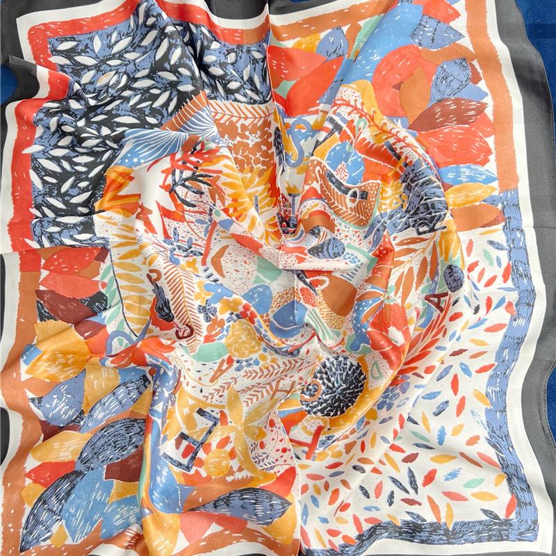 

Новый 70 квадратный шарф повязка на голову украшение на шею шейный платок имитация шелка корейская версия с костюмом 70*70cm светло-синий