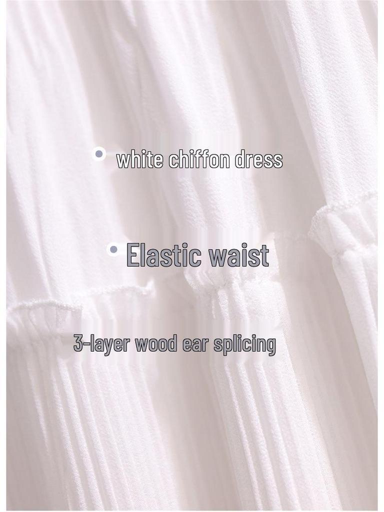 Chiffon Pleated High-Waist Midi Skirt for Spring/Summer 2024 - Solid Color, Loose, Mid-Length Skirt for Women
