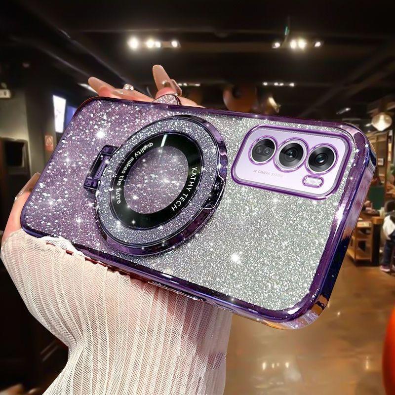 

Для OPPO Reno 12 Pro Чехол Мягкий Блестящий С Кольцом Магнитный Защитный Чехол Для OPPO Reno12 12Pro Чехол Для Телефона For Reno 12 Pro фиолетовый