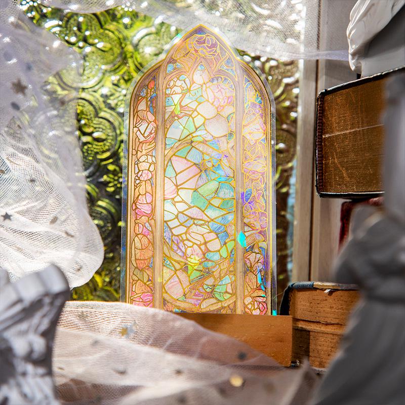 Beautiful Day PET Stickers: Retro Stained Glass Window Series, Journal Material, 6 Designs