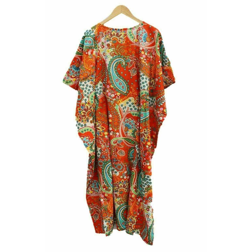 Langes indisches Kaftankleid mit Paisley-Print, Hippie-Kaftan, Maxi-Nachtwäschekleid für Damen, CKFTN-SCRN-FULL-BUYIT-001