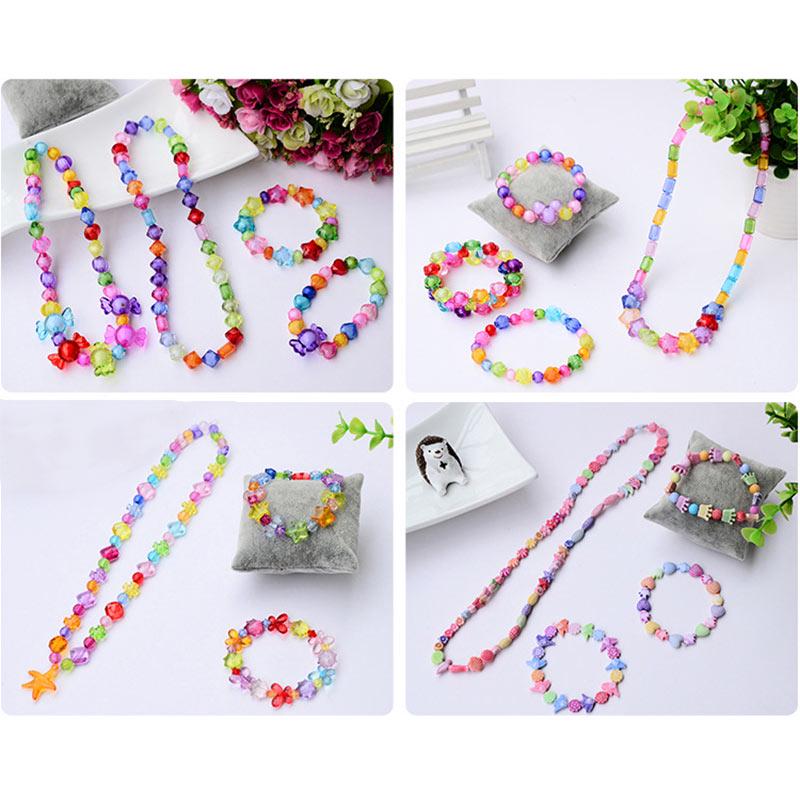Children Amblyopia Candy Colors DIY Wear Beads For Bracelet Kids Toys Geometric Shape Personalized Jigsaw Puzzle