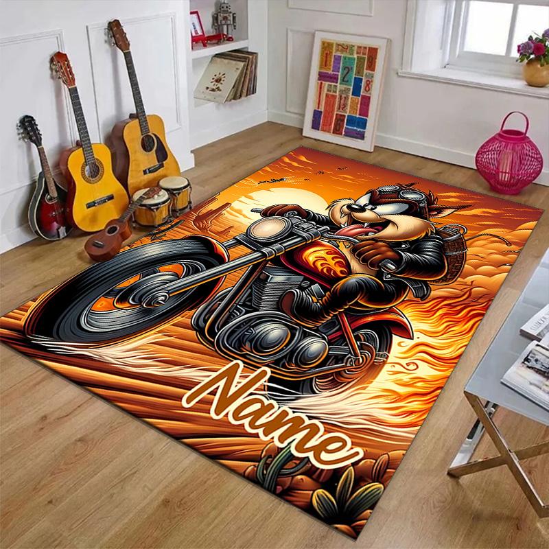 Custom Taz Mat Personalized Name, Polyester Washable Indoor Entryway Rug, Gift for Christmas, Easter, Thanksgiving Day