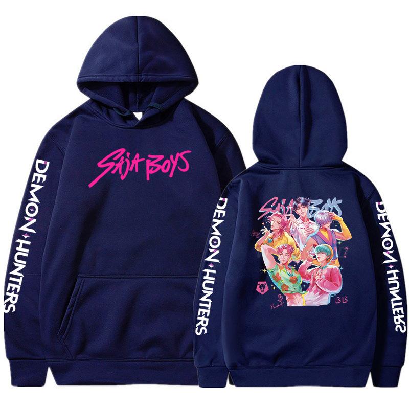 

Anime KPop Demon Hunters Saja Boys Hoodies Men Women Harajuku Sweatshirt Hooded Unisex Trendy Loose Pullovers Casual Tracksuit XXS темно-синього кольору