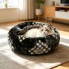 Plüsch-Katzenbett mit Kapuze, halbgeschlossenes beruhigendes Nest, selbstwärmende Höhle, gemütliches Bett für Wohnungskatzen oder kleine Hunde, abnehmbarer waschbarer Bezug mit