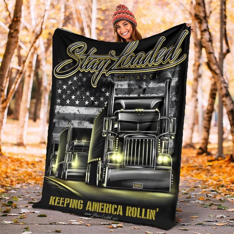 Truck Driver Flannel Blanket Soft Warm All-Season Throw, Design for Camping, Car Travel, Hiking Sofa, Bed, Office Perfect Gift for Parties