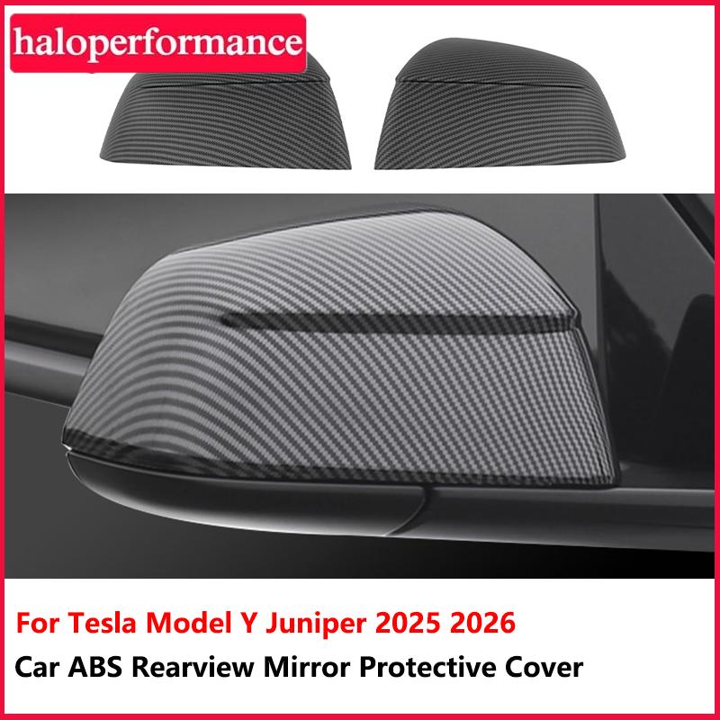 QPPU3 For Tesla Model Y Juniper 2025 2026 Rearview Mirror Cover Car ABS Side Mirror Cover Exterior Accessories(not fit Standard)