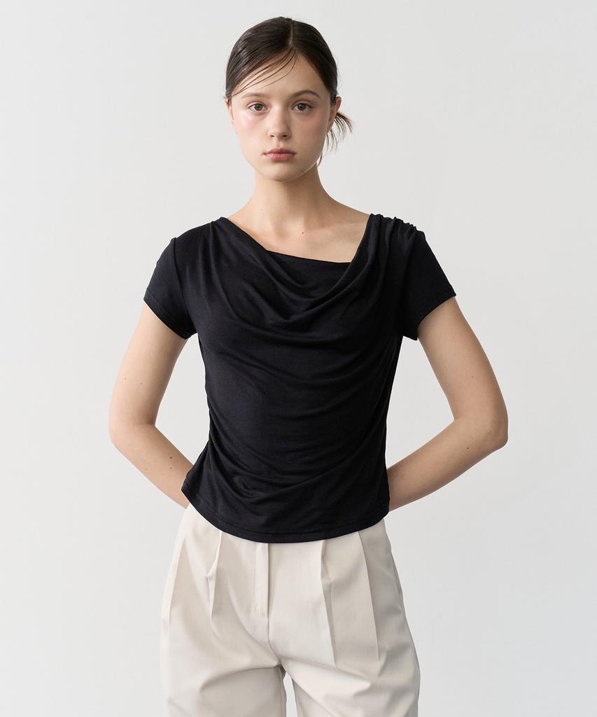BIBYSEOB Twist Drape T-Shirt Black [T62]