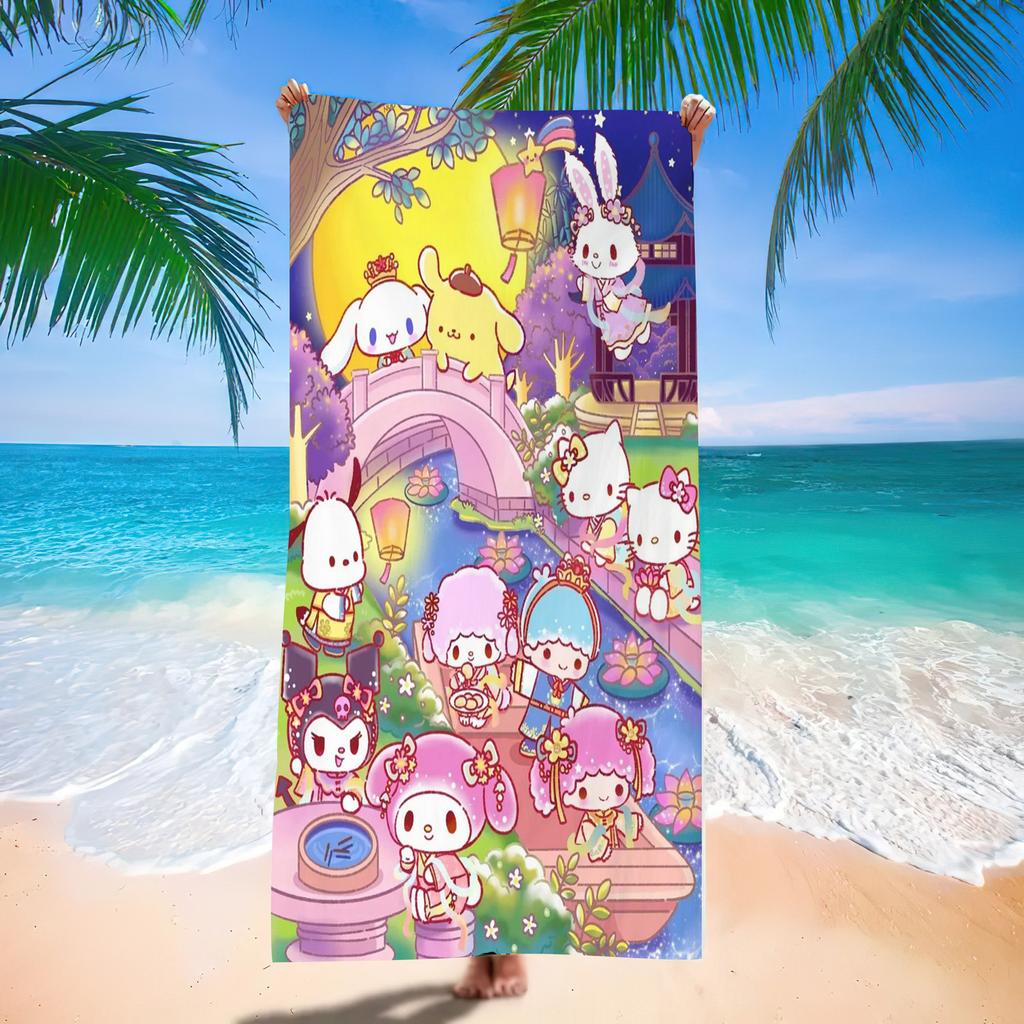 Popular Beach Towels Children'S Cartoon Quick-Drying Beach Towels Microfiber Digital Printing Bath Towels
