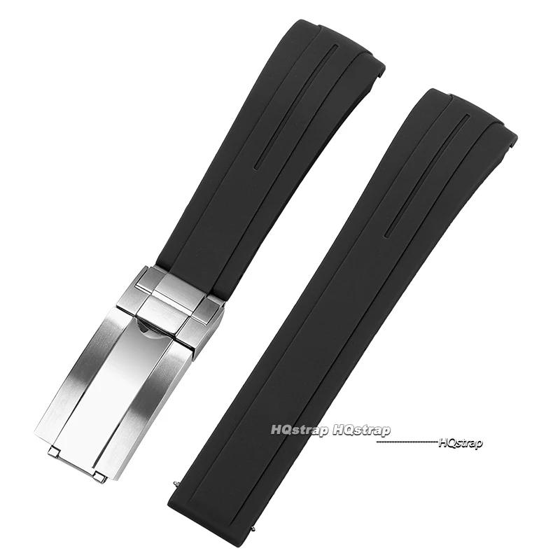 20mm 21mm 22mm Gummi-Uhrenarmband für Rolex Submariner für GMT für Daytona Silikonband Wasserdicht Gebogenes Ende Sport-Uhrenarmband