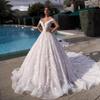 One-Shoulder V-Neck Wedding Dress with 3D Floral Tassels - Elegant Summer Design