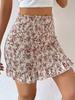 Fustă Mini de Vară pentru Femei, Trendy Europeană și Americană, Imprimată, Cu Strângere în Talie, Ruptă, Croială Slim-Fit