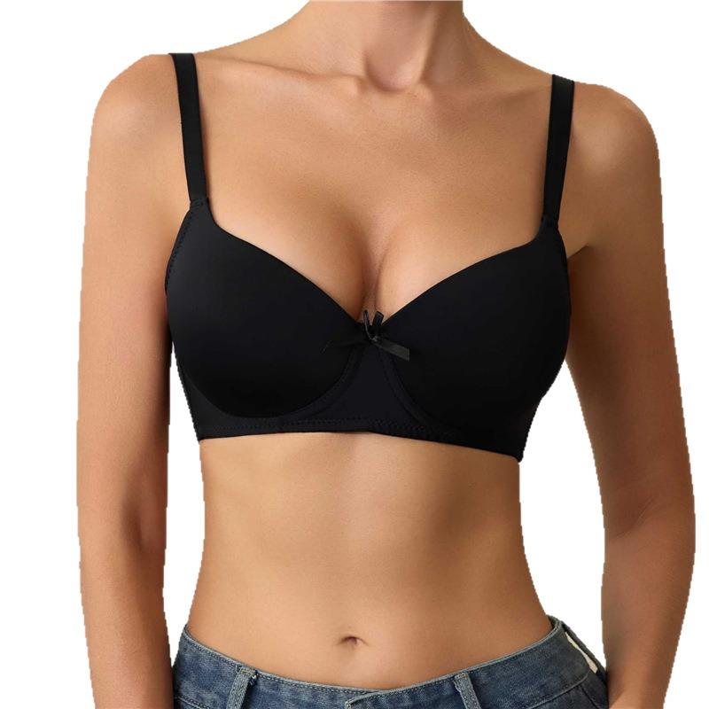 Women S Underwire Bra With Bow Push Up Comfortable Adjustment Bra