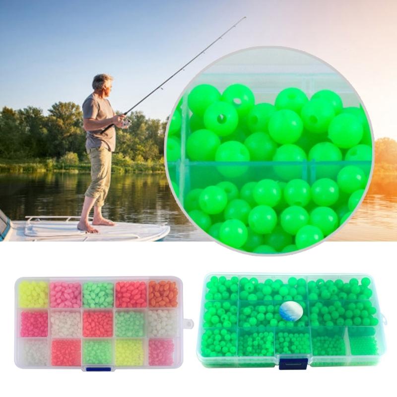 Hard Glow Eggs Beads Fishing Tackle Oval Round Shaped Fishing Beads for Baits Rig Punch Baits Rigging Beads