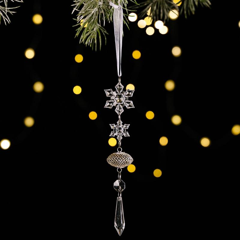 1 Piece Christmas tree decoration acrylic transparent hanging ornament ice crystal pendant snowflake ice crystal iron pendant