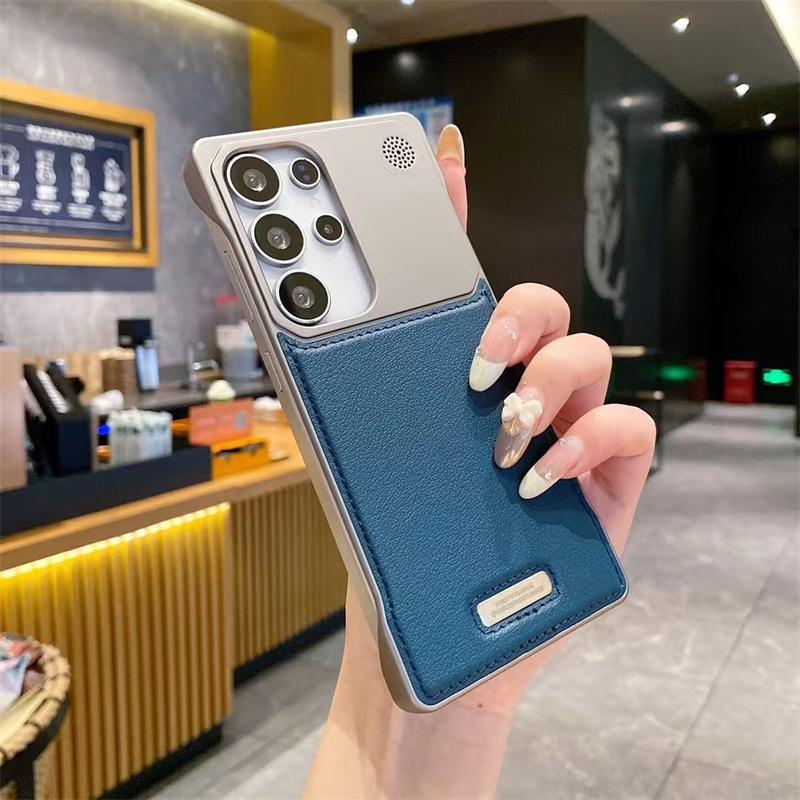 

For Samsung Galaxy S25 S23 S24 Ultra Leather Magsafe Borderless Aroma Cover For Galaxy S22 Ultra Wireless Charging Bumper Case For Galaxy S25Ultra синій