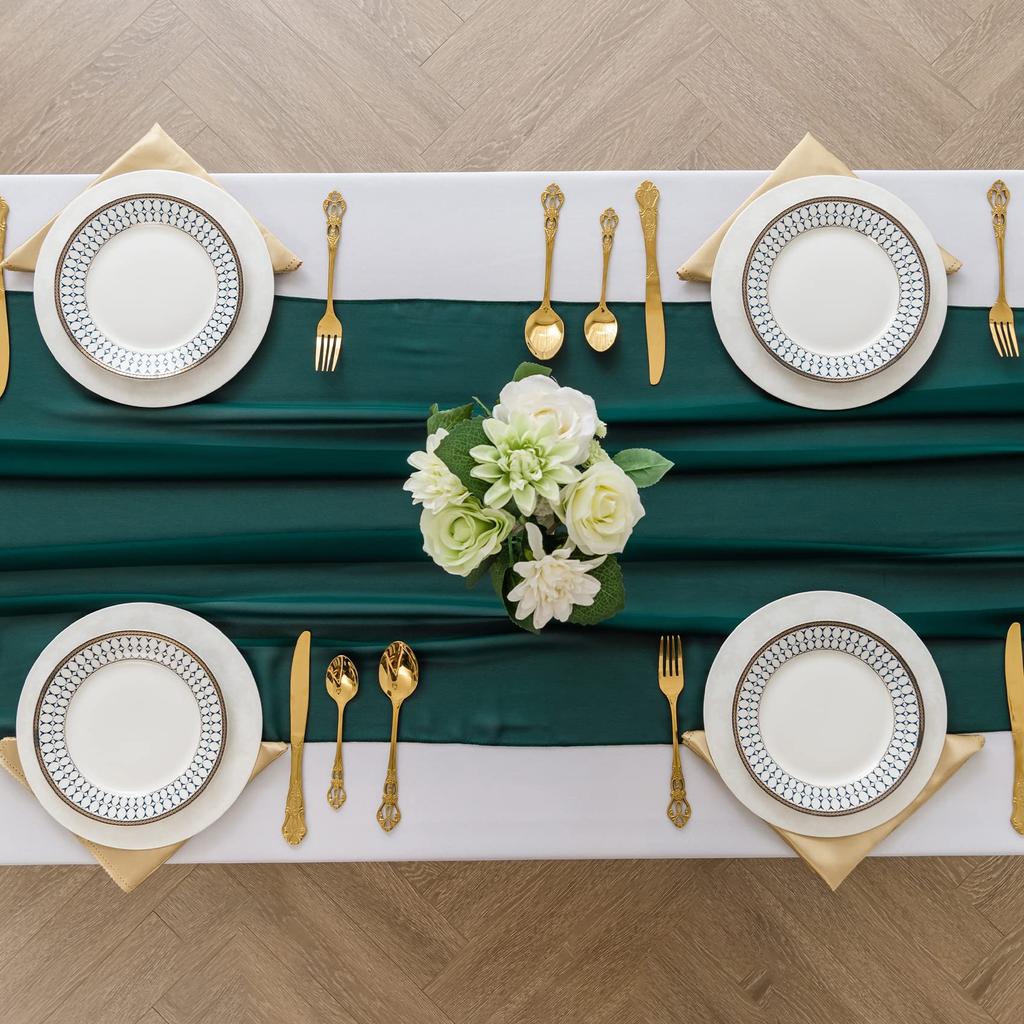 1PC/4PCS Chiffon Table Runner 30x300cm Sheer Romantic Table Runner for Wedding Birthday Party Bridal Shower Outdoor Decoration