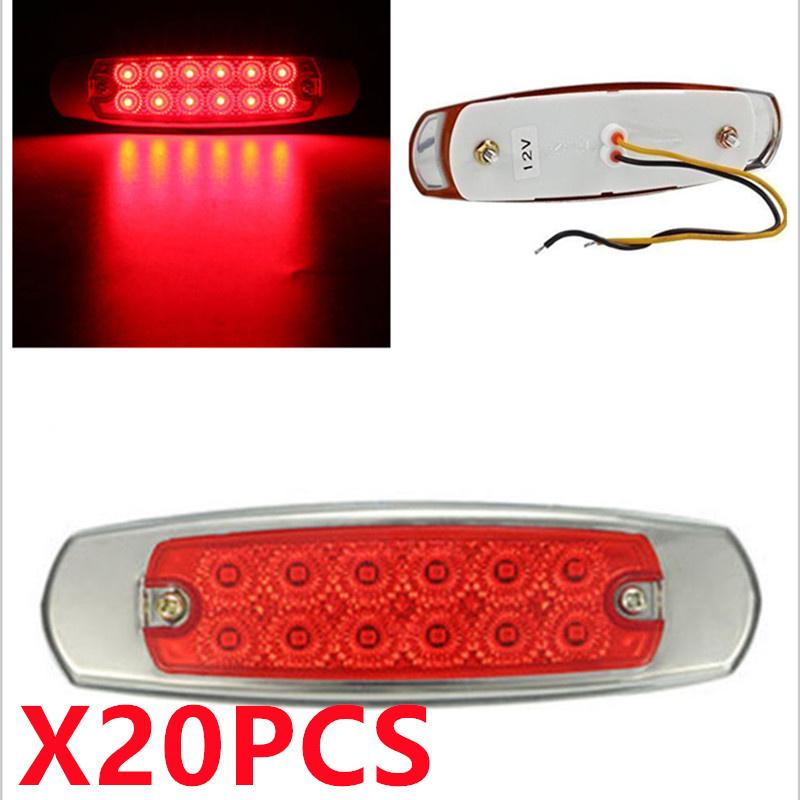 20PCS 12-24V Truck Side Marker Light 12LED Car Trailer Clearance Side Light for Lorry Bus Van Caravan LED Car Light Waterproof