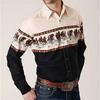 Men's Long Sleeved Shirt, Seasonal Casual Collar Button Up Shirt, Men's Denim Retro Ethnic Style Breathable Soft Shirt