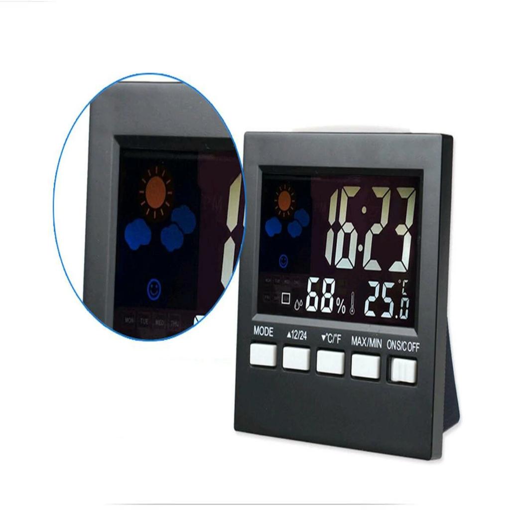 Digital Alarm Clocks LCD Temperature Humidity Weather Station Display Table Clock